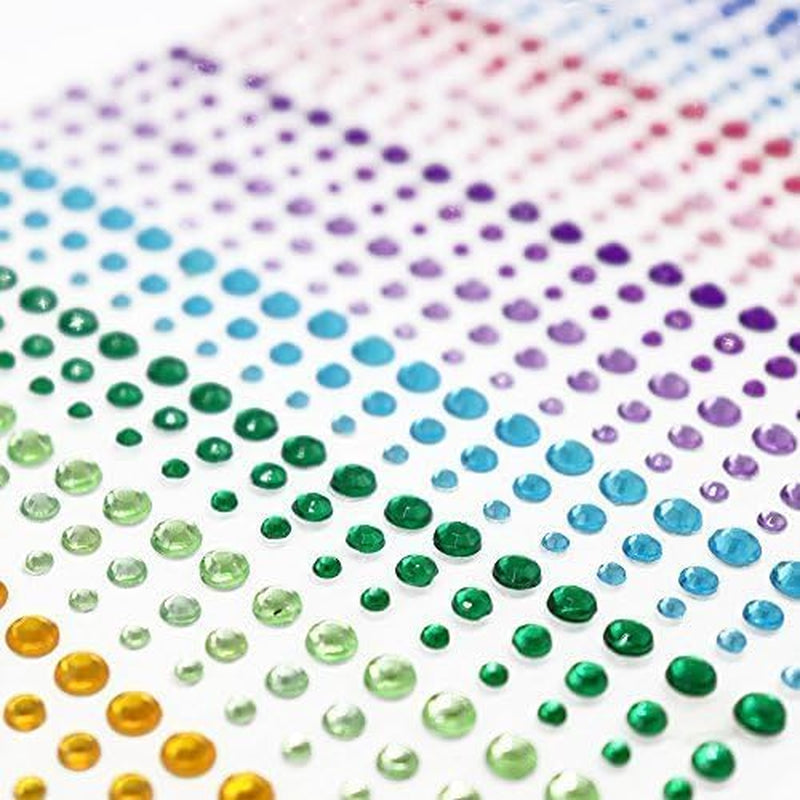 1800 Pieces 3Mm 4Mm 5Mm Multicolor Bling Rhinestone Sticker 2 Sheets Gem Diamond Self Adhesive