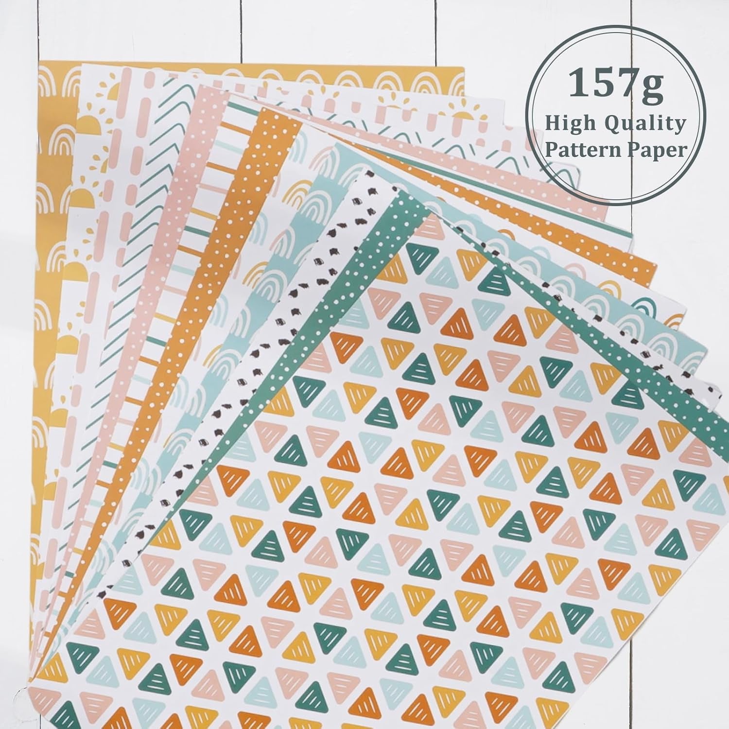 60Pcs Boho Pattern Paper A5 Rainbow Dot Stripe Scrapbook Specialty Paper Double Sided Decorative Craft Paper for DIY Art Craft Card Making Photo Album Journal Decoration, 5.5 X 8.3 Inch