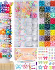 Kawaii Pony Beads Kit, Rainbow Kandi Beads and 1200Pcs Square Colorful Letter Beads, 32 Colors Plastic Craft Beads Bulk for Bracelets with 10 Beads Pipe Cleaners (Fashion Week)