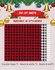 Buffalo Plaid Permanent Adhesive Vinyl-6 Sheets 12"X12" Buffalo Plaid Vinyl & 2 Sheets Transfer Tape, Permanent Vinyl for Cricut Machine, Pattern Vinyl for Christmas