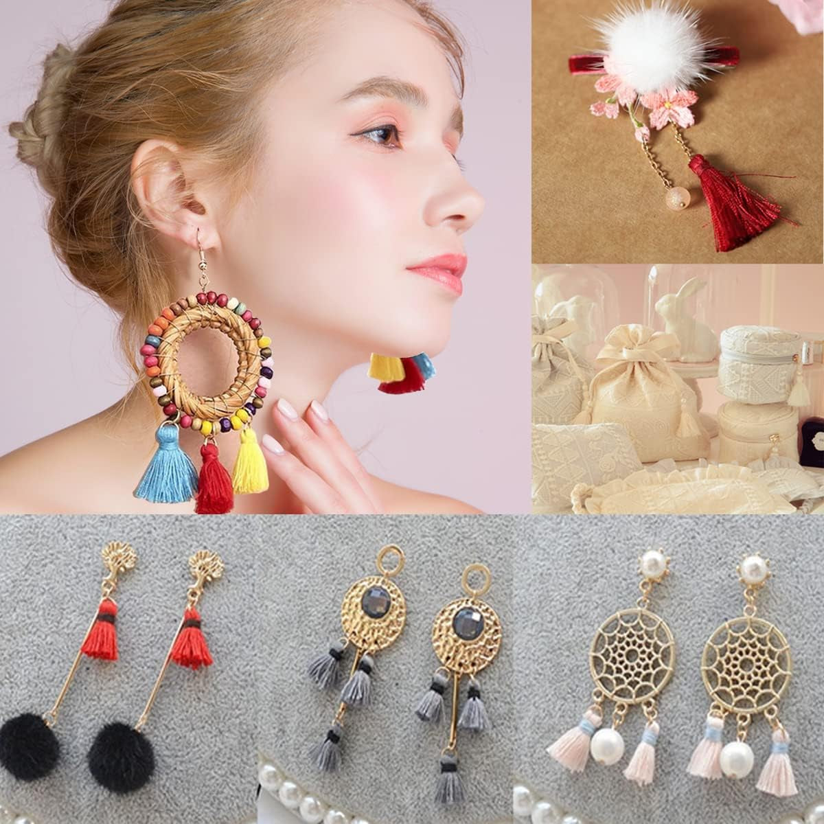 200PCS Mini Tassel Kit Tiny Craft Tassel 1.2 Inch Handmade Soft Craft with Golden Jump Ring for Earring Jewelry Making, DIY Projects, Making Garland Keychain, Bookmarks, 20 Colors