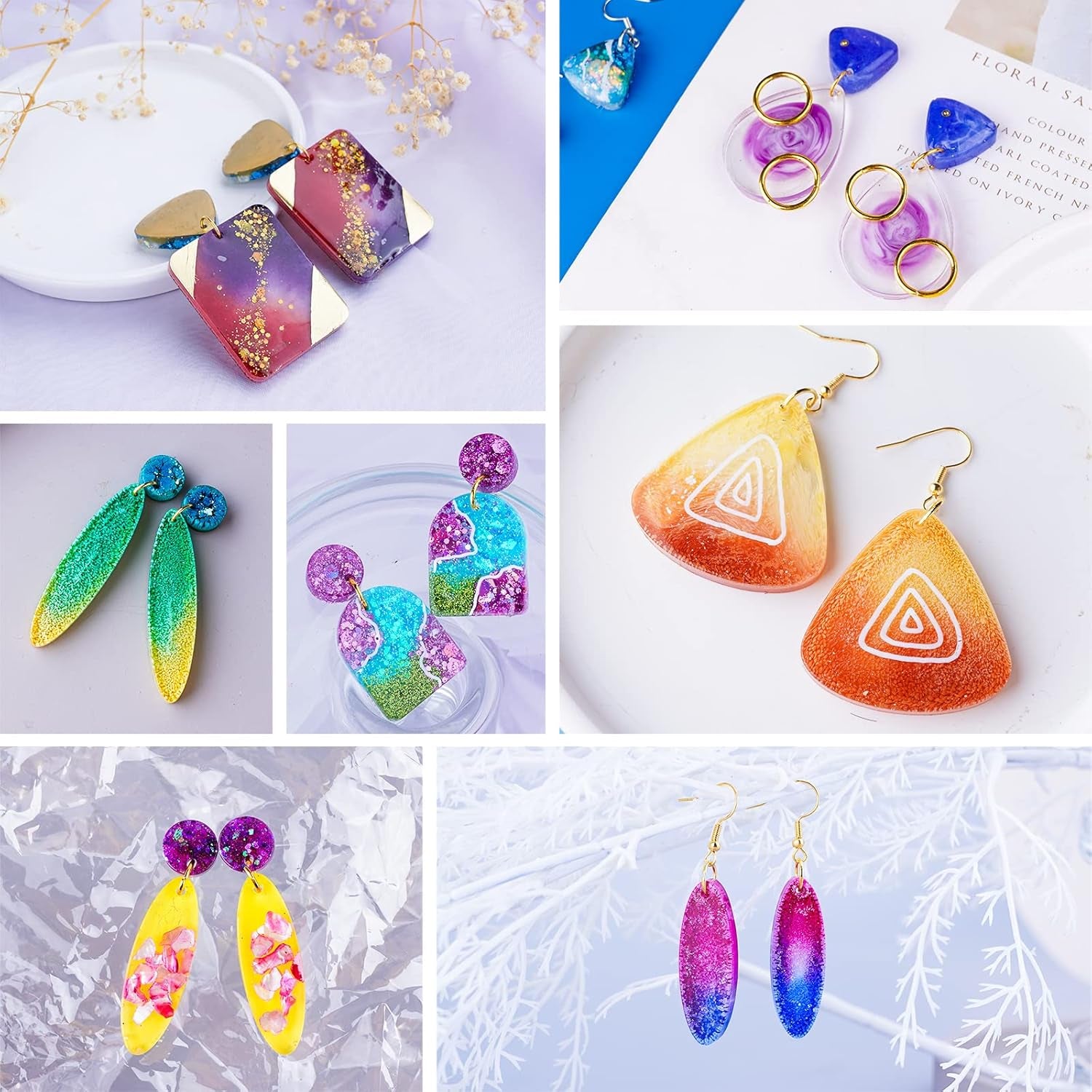 Resin Earring Mold, 171 Pcs Resin Jewelry Molds Making Kit with 11 Pack Variety Shape Resin Molds Silicone, Earring Molds for Epoxy Resin, Pendant, Earrings, Necklace, Keychains