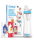 Cirkul 22 oz Starter Kit | Plastic Water Bottle with Blue Lid & 2 Flavor Cartridges (Fruit Punch & Mixed Berry)