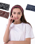 3PCS Boho Headbands Leopard Hair Bands Knotted Turban Wraps Stripe Cloth Elegant