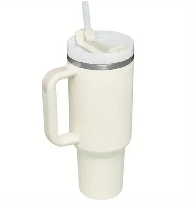 40oz stainless steel flat glass with handle and straw, sports kettle for men and women, coffee cup-perfect gift.