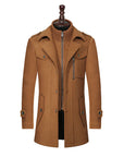 Men's Modern Double Collar Wool Coat