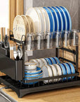 2-Tier Dish Rack with Drainboard & Utensil Holder