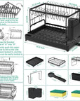 2-Tier Dish Rack with Drainboard & Utensil Holder