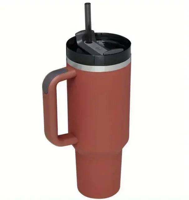 40oz stainless steel flat glass with handle and straw, sports kettle for men and women, coffee cup-perfect gift.