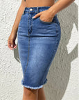 Fashion High Waist Denim Skirt Women Tassel Decoration Hem Wrap Hip Half-body Dress Female Summer Daily Casual Trend Streetwear