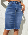 Fashion High Waist Denim Skirt Women Tassel Decoration Hem Wrap Hip Half-body Dress Female Summer Daily Casual Trend Streetwear