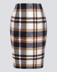 Women Pencil Plaid Skirts Fall Winter Knee-Length High Waisted Bodycon Wool Skirt With Zipper Temperament Knitted Plaid Skirts