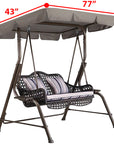 77"x43" Patio Outdoor Garden Swing 300D Canopy Replacement Porch Top Cover Seat