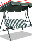 77"x43" Patio Outdoor Garden Swing 300D Canopy Replacement Porch Top Cover Seat