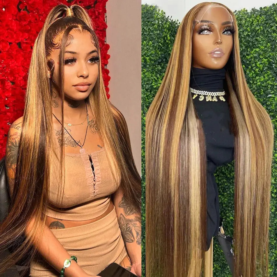 Highlight Wig 13x6 Hd Lace Frontal Wig Natural Hairline PrePlucked 30 Inch 13x4 Honey Blonde Straight Lace Front Wigs Human Hair