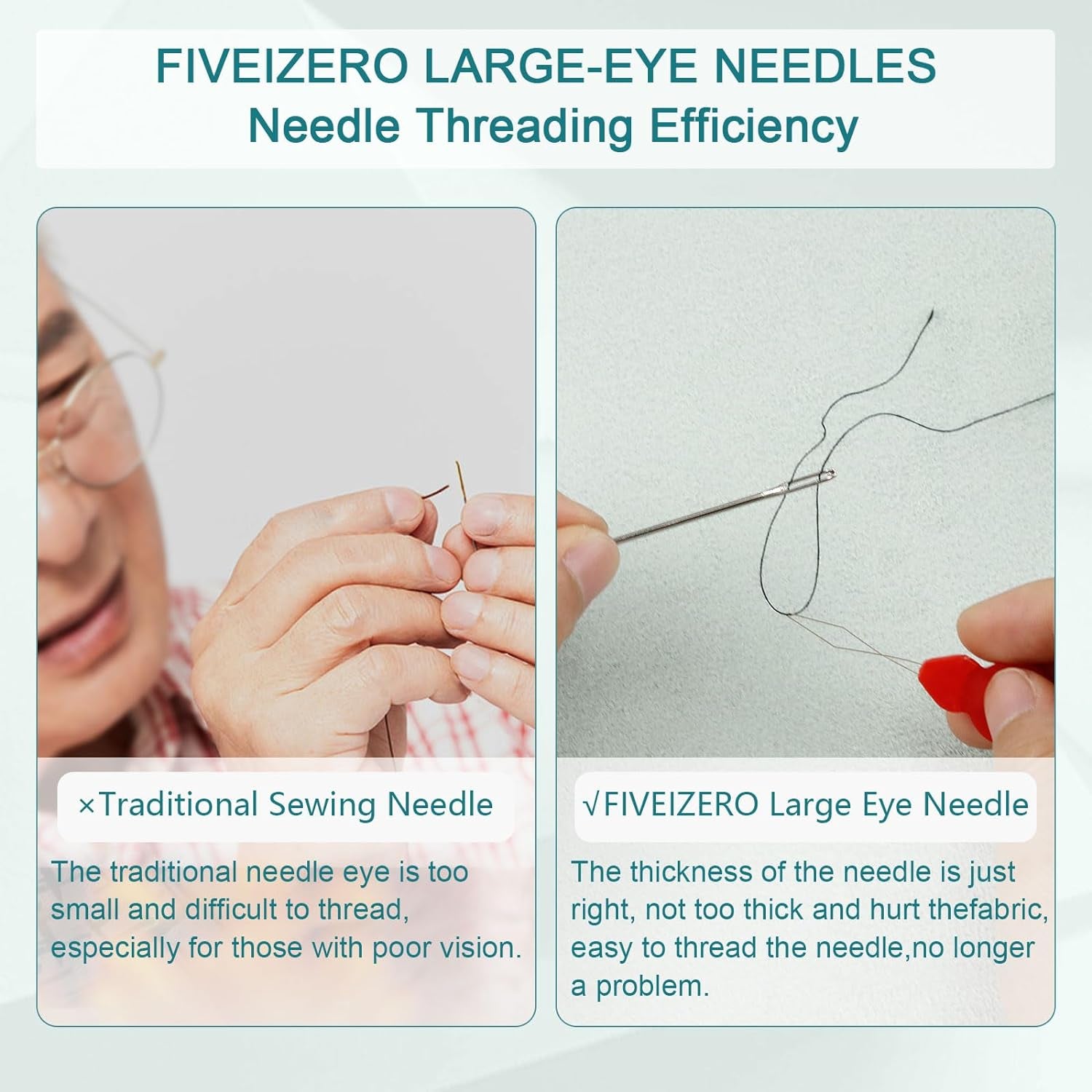 80/40 PCS Large Eye Sewing Needles, 7 Sizes Sewing Sharp Needles, Leather Needle Embroidery Thread Needle, Stainless Steel Yarn Knitting Needles with Threaders for Handsewing Art Crafts CJ