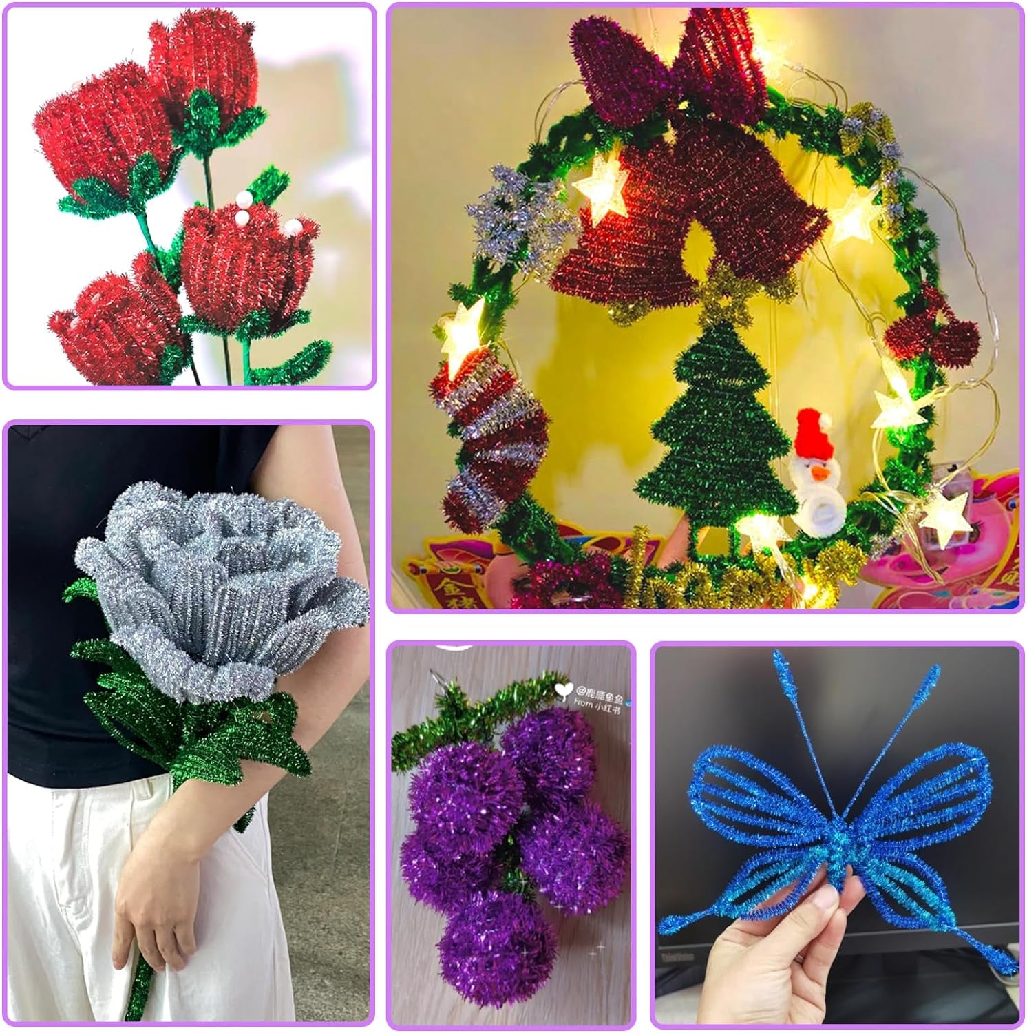 400Pcs Glitter Pipe Cleaners 10 Colors Metallic Pipe Cleaners Craft Supplies 6Mm X 12 Inch Chenille Stems Pipe Cleaners for Art DIY Crafts Decorations
