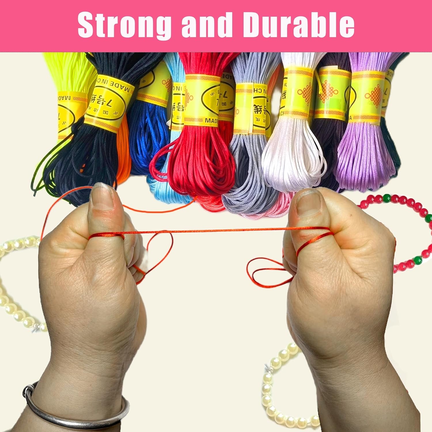 327 Yards (981 Feet) Nylon String for Bracelets, 15 Colors Chinese Knotting Cord, 1.5 Mm Nylon Cord for Jewelry Making, Beading, Necklaces, Friendship Bracelets, Tassels and Craft