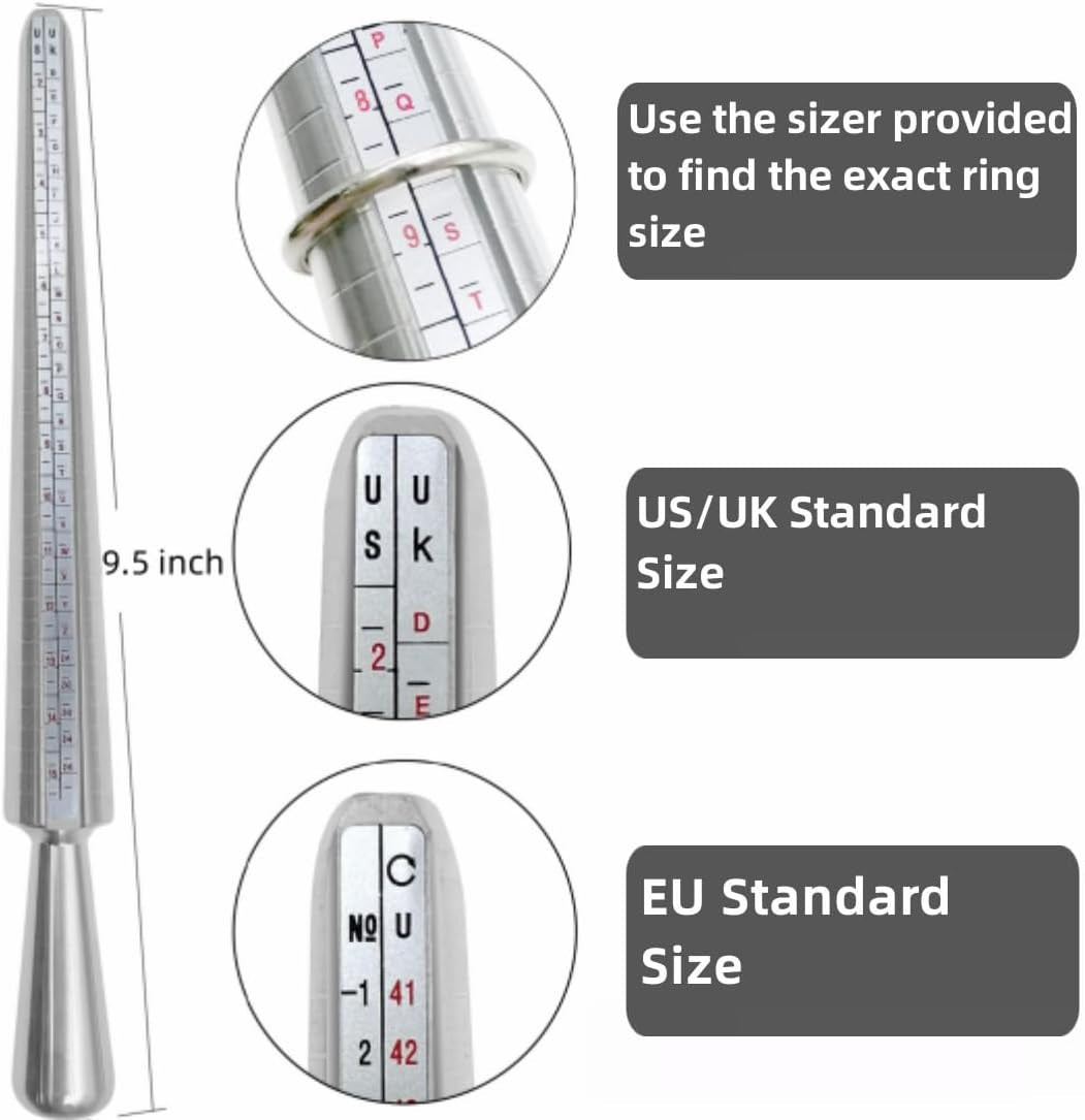 Ring Sizer, 3Pcs Reusable Ring Sizer Measuring Tool, USA Ring Measurer and Ring Sizer, Ring Sizing Kit for Jewelry Making, Suitable for Women and Man