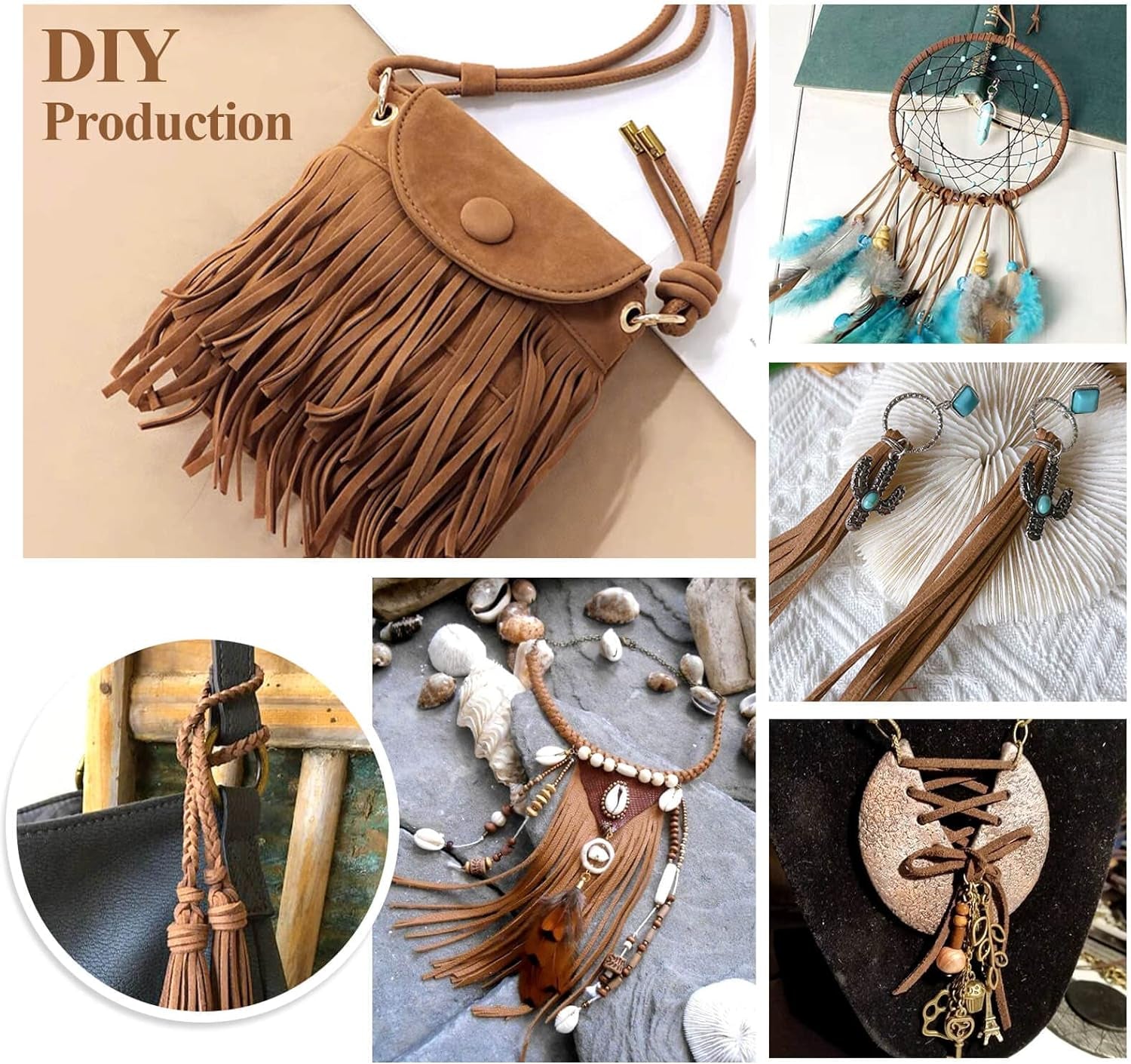 Leather String, Flat Suede Cord Faux Leather Cord Thin Leather Lace for Bracelets, Necklaces, Jewelry Making and Art Crafts (2.7 MM Brown)