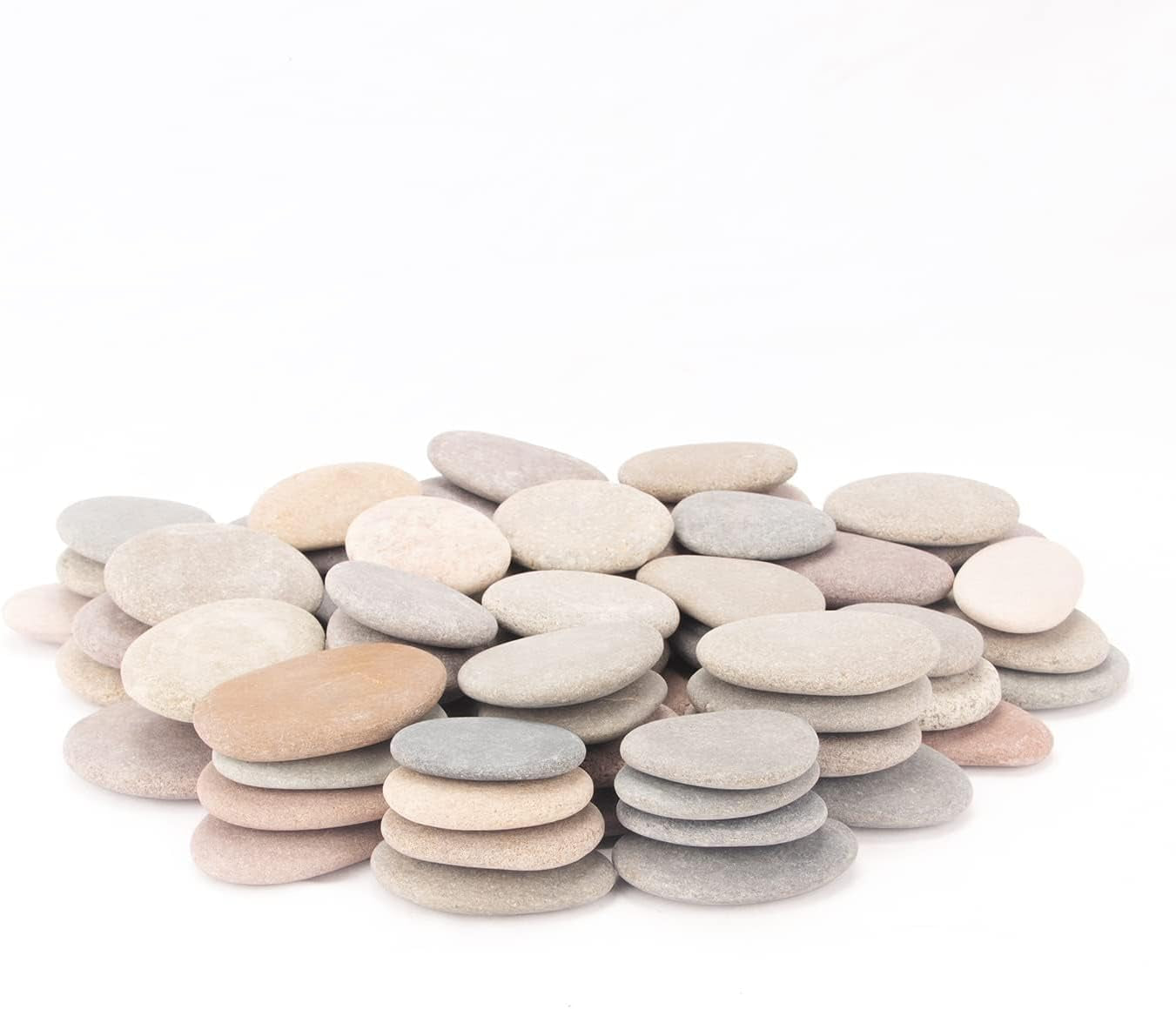 [About 97 PCS - 105 PCS](18 Pounds) Painting Rocks,2.33&quot;-3.72&quot; River Rocks,Diy Rocks,Flat Rocks,Craft Rocks,Natural Stones