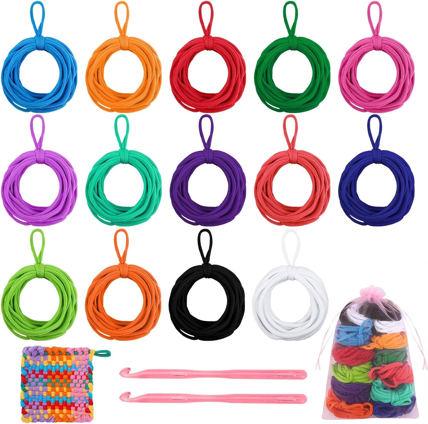 288 Pieces Loom Potholder Loops Weaving Loom Loops Elastic Potholder Loops Weaving Craft Loops Refill with Multiple Colors for DIY Crafts Supplies Favors, Compatible with 7 Inch Weaving Loom