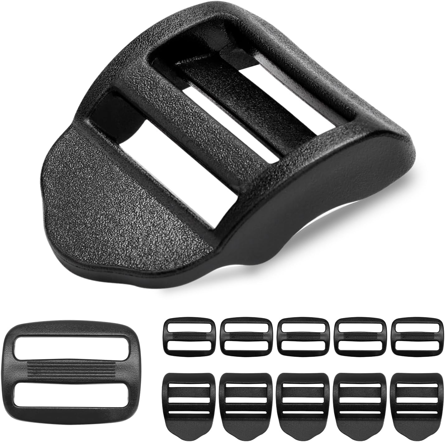 12 Pcs Ladder Slider Buckles+12 Pcs Tri Glide Slider for Backpack Strap Clips, Plastic Clips for Straps Adjuster, Backpack Clips for 1 Inch Webbing Strap.