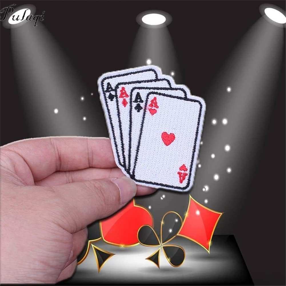 2Pcs Rock Cool Poker Fashion Clothing Patches Card Game Iron on Patches for Clothing Appliques on Backpack Shoes Decoration Embroidered Decal