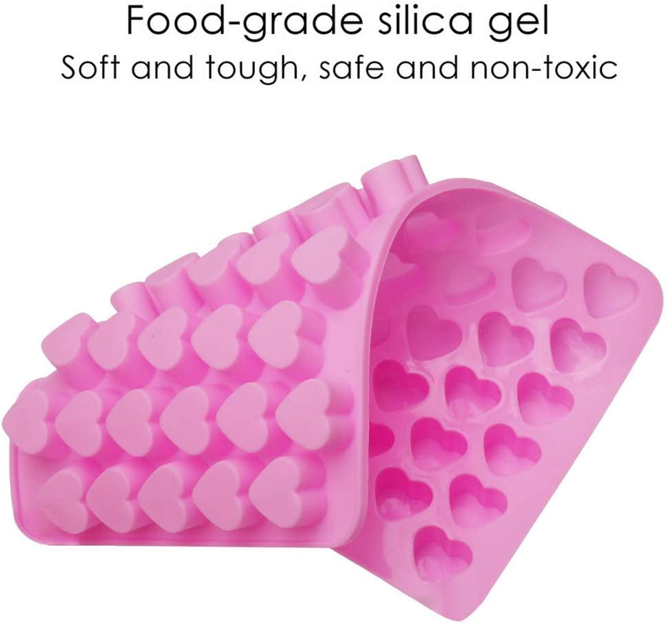 Silicone Moulds for Wax Melts with Dropper 55 Heart Mould Sweet Moulds Mini Candy Molds Silicone Shape for Love Chocolate Soap Ice Cube Tray Jelly Melts Gummy DIY