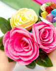 65Pcs Crepe Paper Flower DIY Kits, 14 Rolls Rainbow Colors Crepe Paper Rolls 8Ft Long 10 Inch Wide, 50 Pcs Green Floral Iron Wire and 1 Roll Green Tape for Birthday Party Wedding Festival Ornament