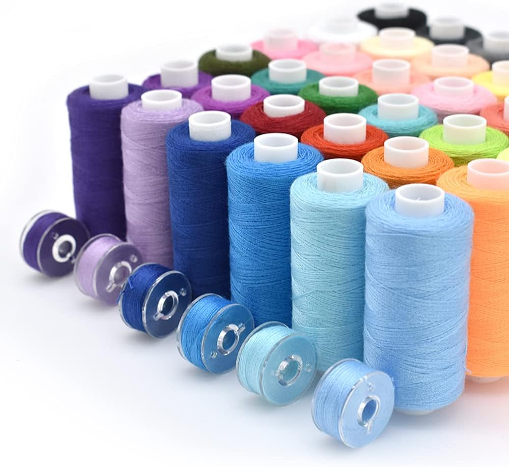 72Pcs 36 Colors Prewound Bobbins and Thread Spools for Hand &amp; Machine Sewing, Emergency and Travel, DIY and Home, 36 Colors 400 Yards per Polyester Thread Spools