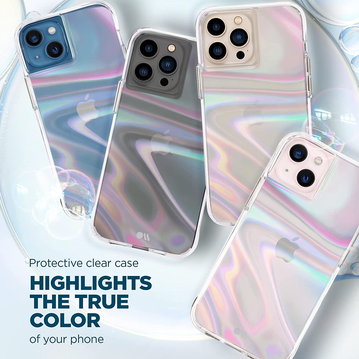 Iphone 13 Pro Case - Soap Bubble [10FT Drop Protection] [Wireless Charging Compatible] Luxury Cover with Iridescent Swirl Effect for Iphone 13 Pro 6.1&quot;, Anti-Scratch, Shockproof Materials