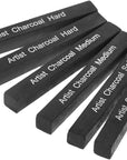 Artist Compressed Charcoal Sticks for Sketching, Drawing, Shading, Soft, Medium, Hard, Art Supplies Sketch Kits Tools, 6-Piece Boxed