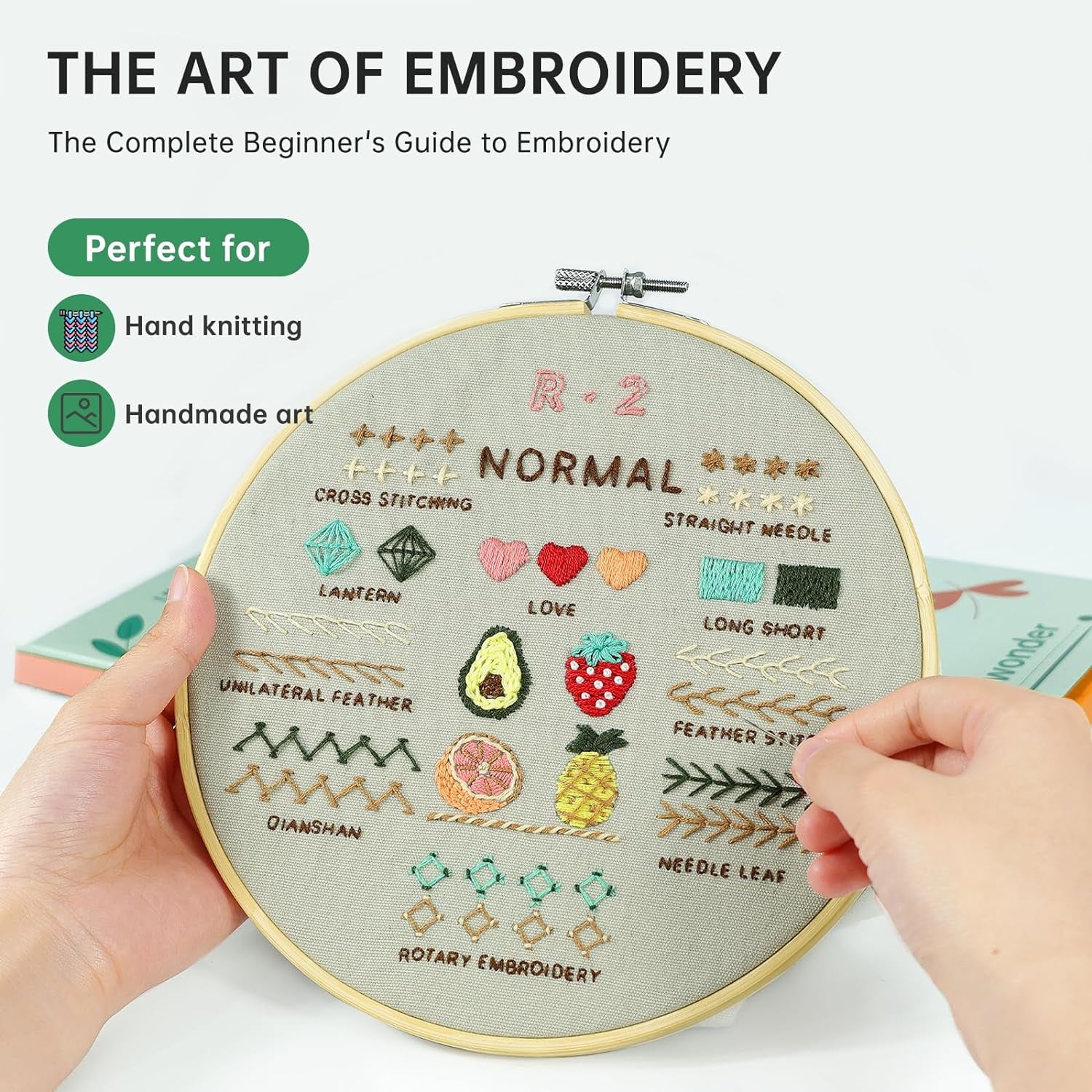 4 Stage Embroidery Kit for Beginners Adults, Easy to Learn 38 Different Stitches from Instruction &amp; Video, Needlepoint Kits for Adults with Stamped Embroidery Patterns.
