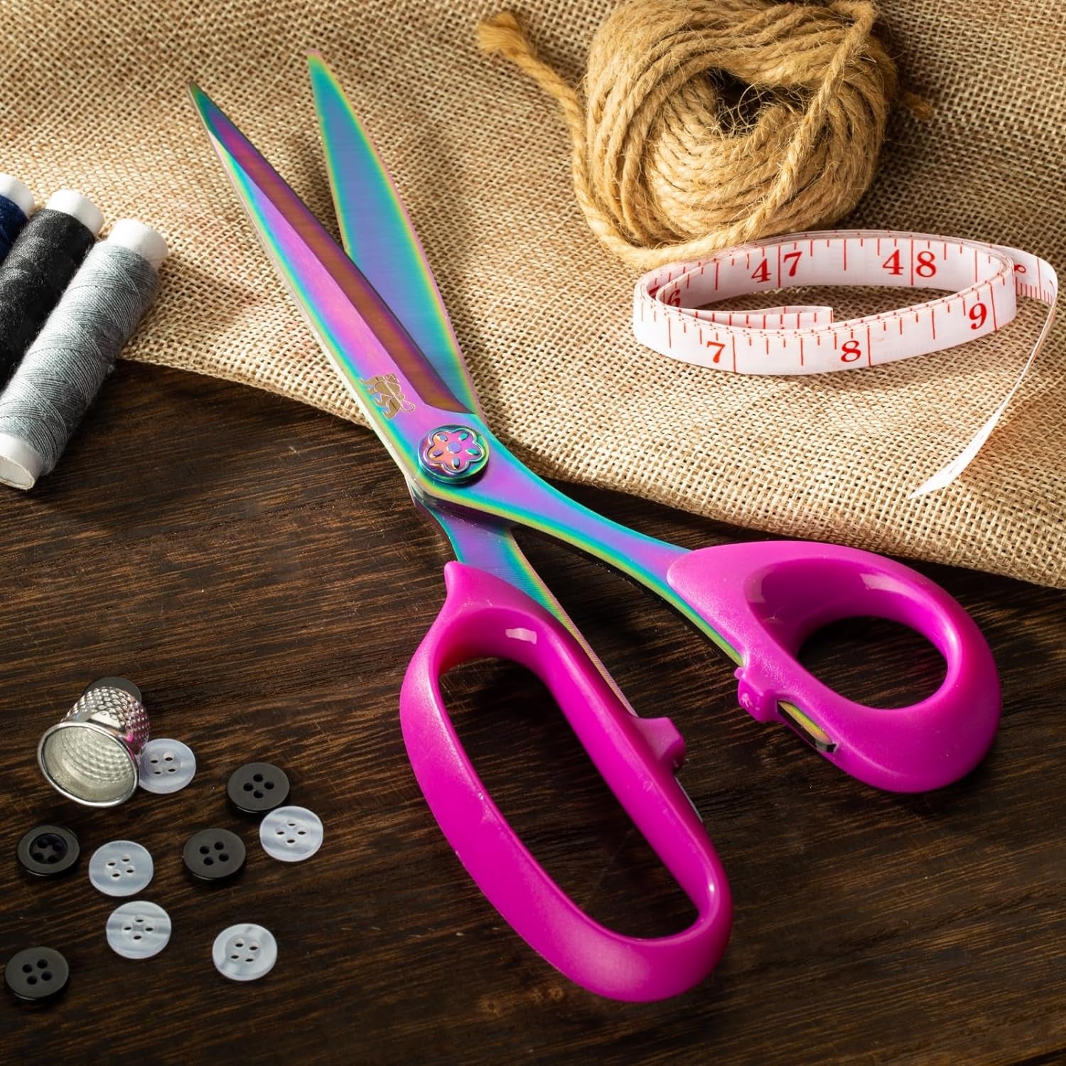 Right Handed Scissors Adults,Titanium Coating Forged Stainless Steel,Comfort Grip Shears,Super-Sharp, for Office Home General Use Professional Crafting, 9.3 Inch