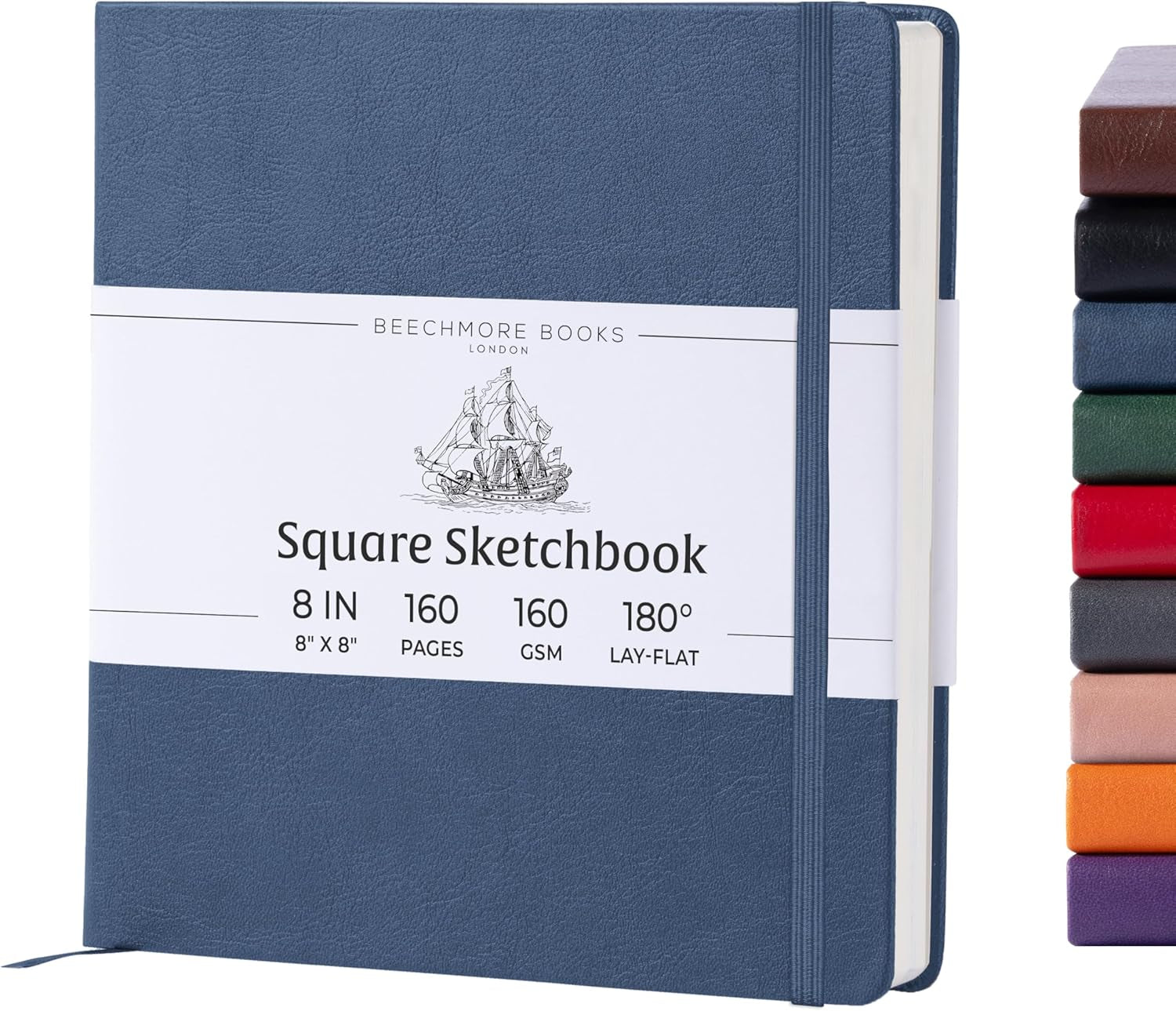 Art Sketch Book, Square 156 Pages 8 X 8 Inch, Hardcover Leather Artist Sketchbook, Blank Sketch Pad for Drawing, Painting Supplies, Thick 160Gsm Cream Paper, Boxed for Gifts
