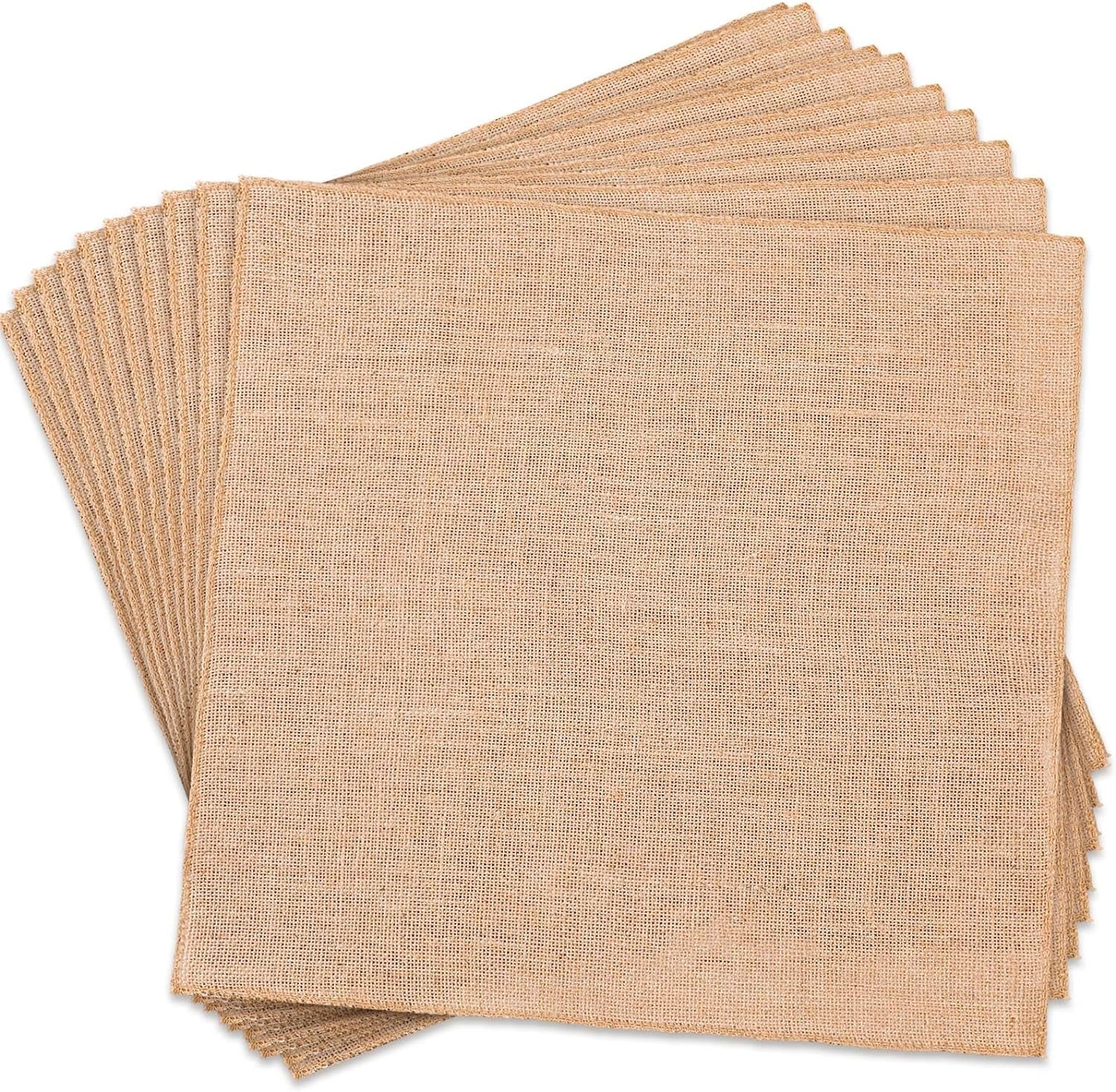 10 Pcs Burlap Squares Multipurpose Natural Burlap Fabric Burlap Centerpiece Burlap Placemats Farmhouse Gardening Country Crafts for Home Weddings Kitchen Table Decorations (13 X 13'')