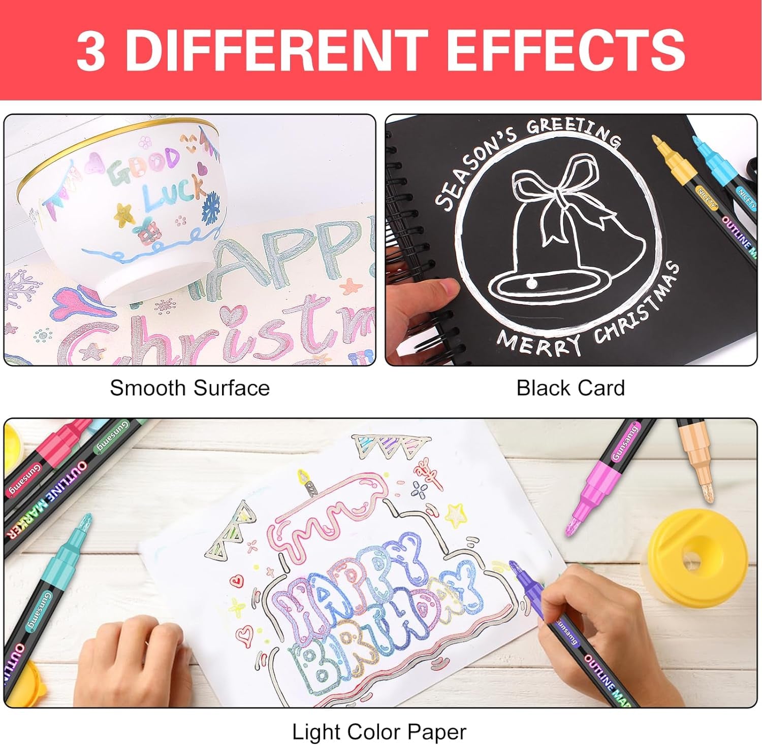 48 Outline Markers for Teen Girl Gifts Trendy Stuff, Glitter Markers Metallic Markers for Doodle Writing,Crafts for Girls 8-12
