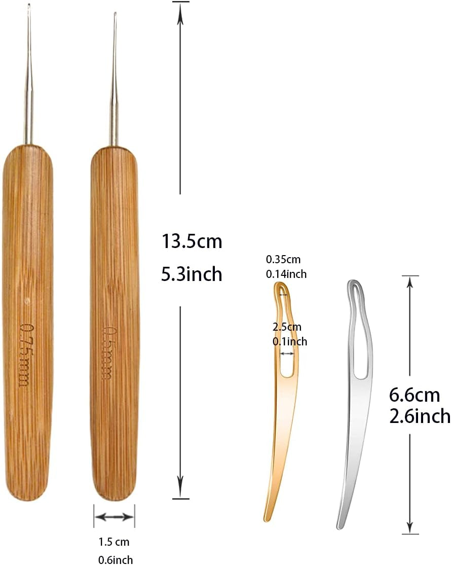 9 Pcs Bent Latch Hook Crochet Needle Set Dreadlocks Tool Crochet Hooks Hair Locking Tool for Hair Extension Braid Carpet Making and Other Craft