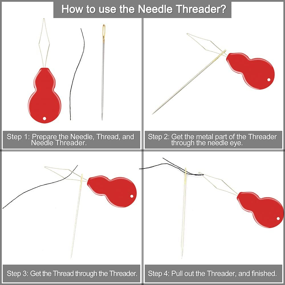 25/50 PCS Premium Large Eye Large Gage Needles for Hand Sewing with 2 Needle Threaders, Assorted Sizes, Embroidery Needles for Hand Sewing, Big Eye Needle