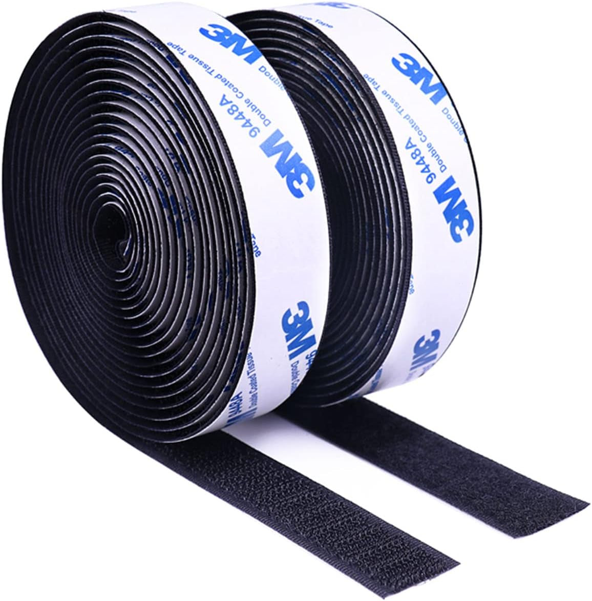 3M Hook and Loop Double Sided Tape, Self Sticky Adhesive Tape, Interlocking Tape Sewing Fasteners for Window Fixing, Photo Frames, Mosquito Net, Carpets, Car and DIY, 1 in *10 FT *2 Rolls-White