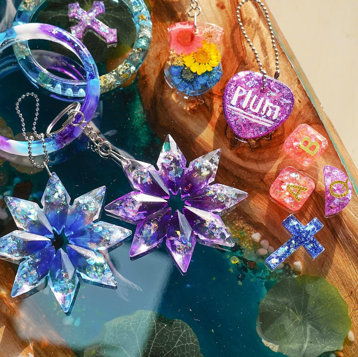 Crystal Epoxy Resin Jewelry Making Kit,Epoxy Starter Kit Casting Resin Molds Kit for Beginner Include 12 Pcs Silicone Molds,9.8Oz Resin,Resin Tools and Resin Supplies