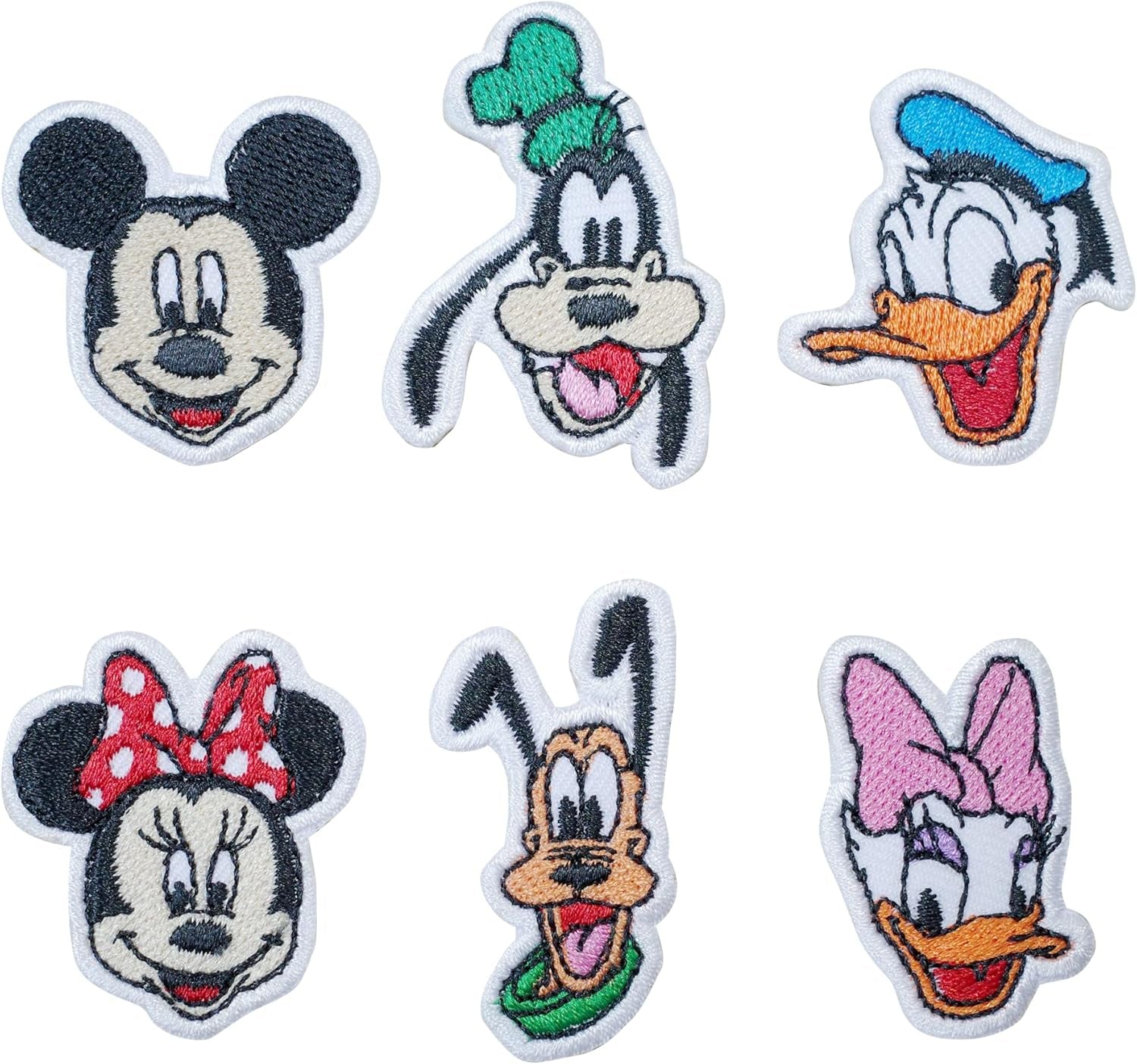 6 PCS Mini Set Cute Cartoon Mickey Iron on Patch for Clothing Saw On/Iron on Embroidered Patch Applique for Jeans, Hats, Bags
