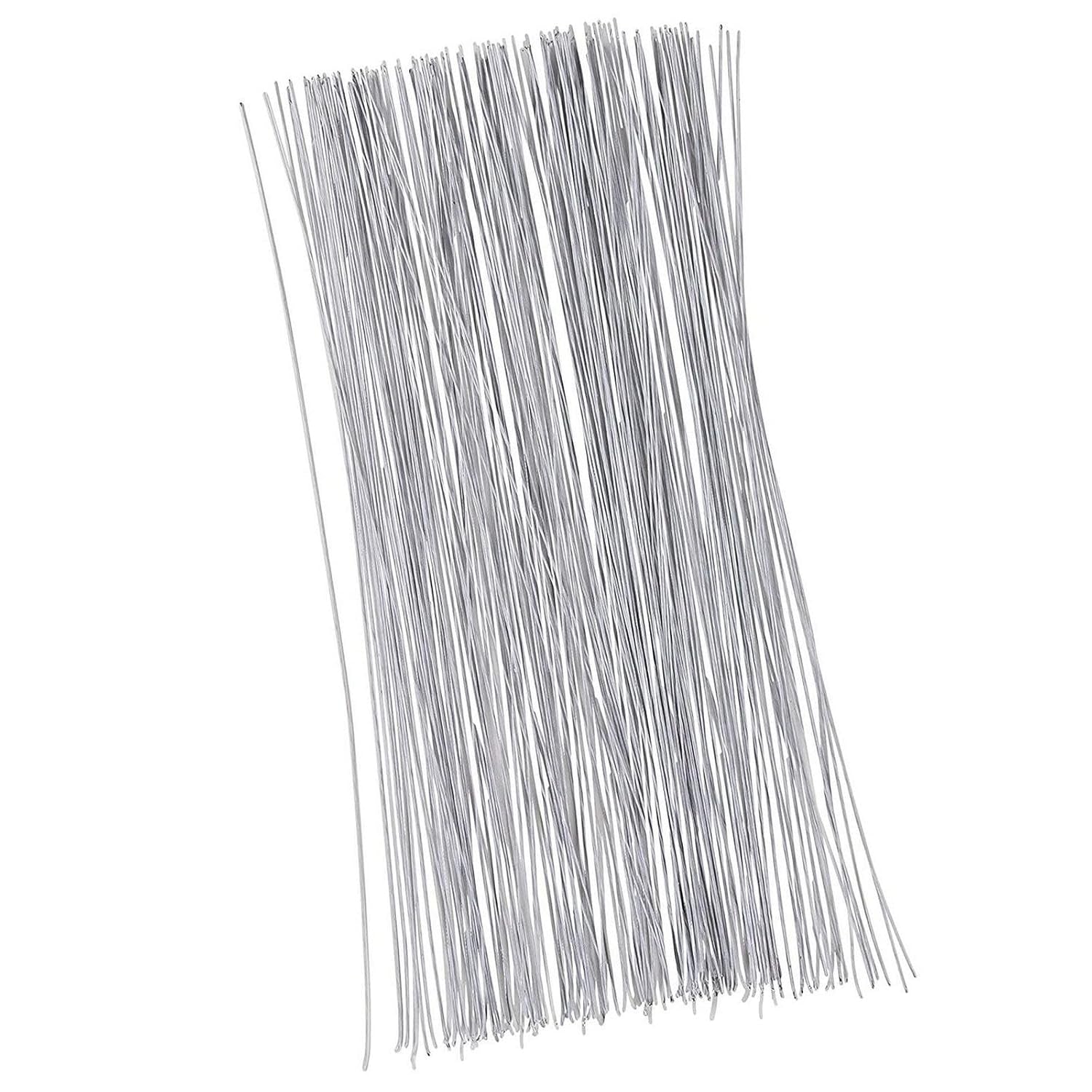 300 Pieces White 22 Gauge Floral Wire Stems for DIY Crafts, Artificial Flower Arrangements (16 In)