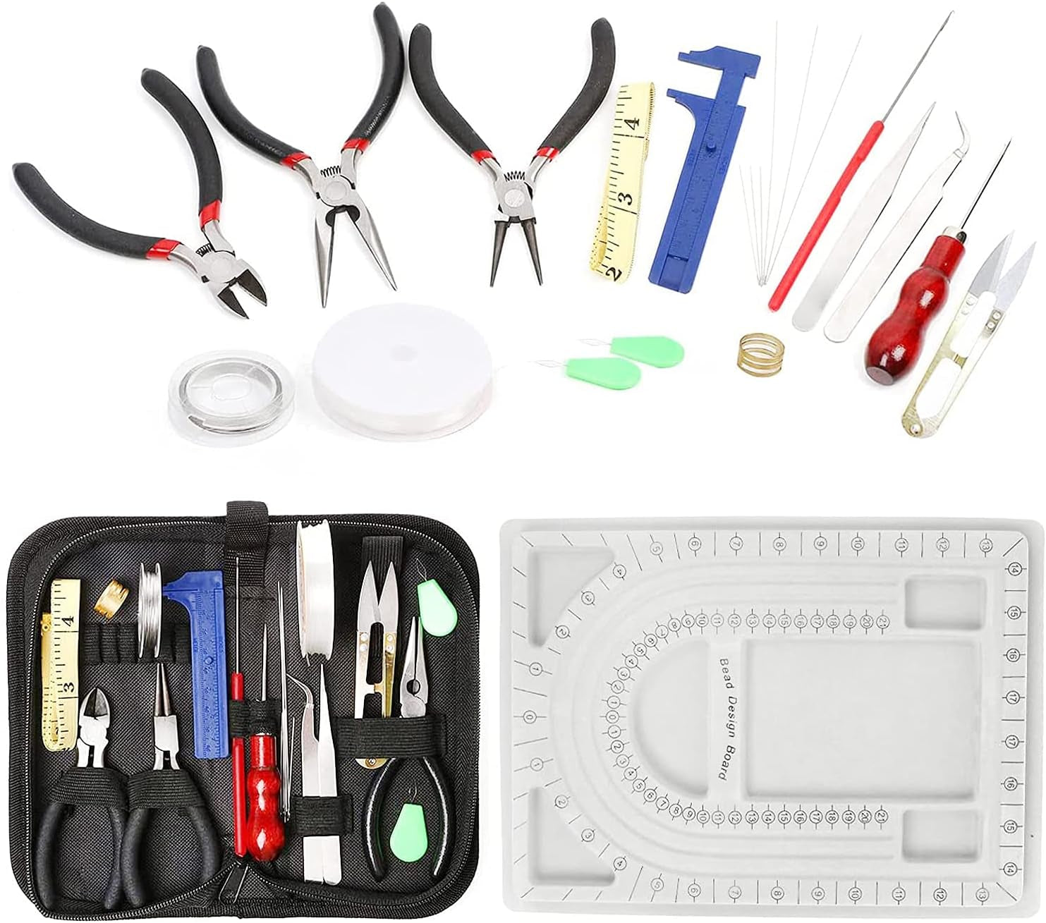 Bead Tray for Jewelry Making and Jewelry Making Supplies Kit Own Bead Tools for Jewelry Making Include Beading Board, Bead Tool Kit, Jewelry Making Tools for Jewelry Repair (23Pieces)