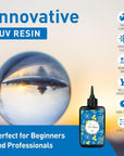 UV Resin Hard, Crystal Clear UV Cure Epoxy Resin Kit Premixed Resina UV Transparent Solar Activated Glue for Jewelry Making Fast Curing 100G with Wooden Stick