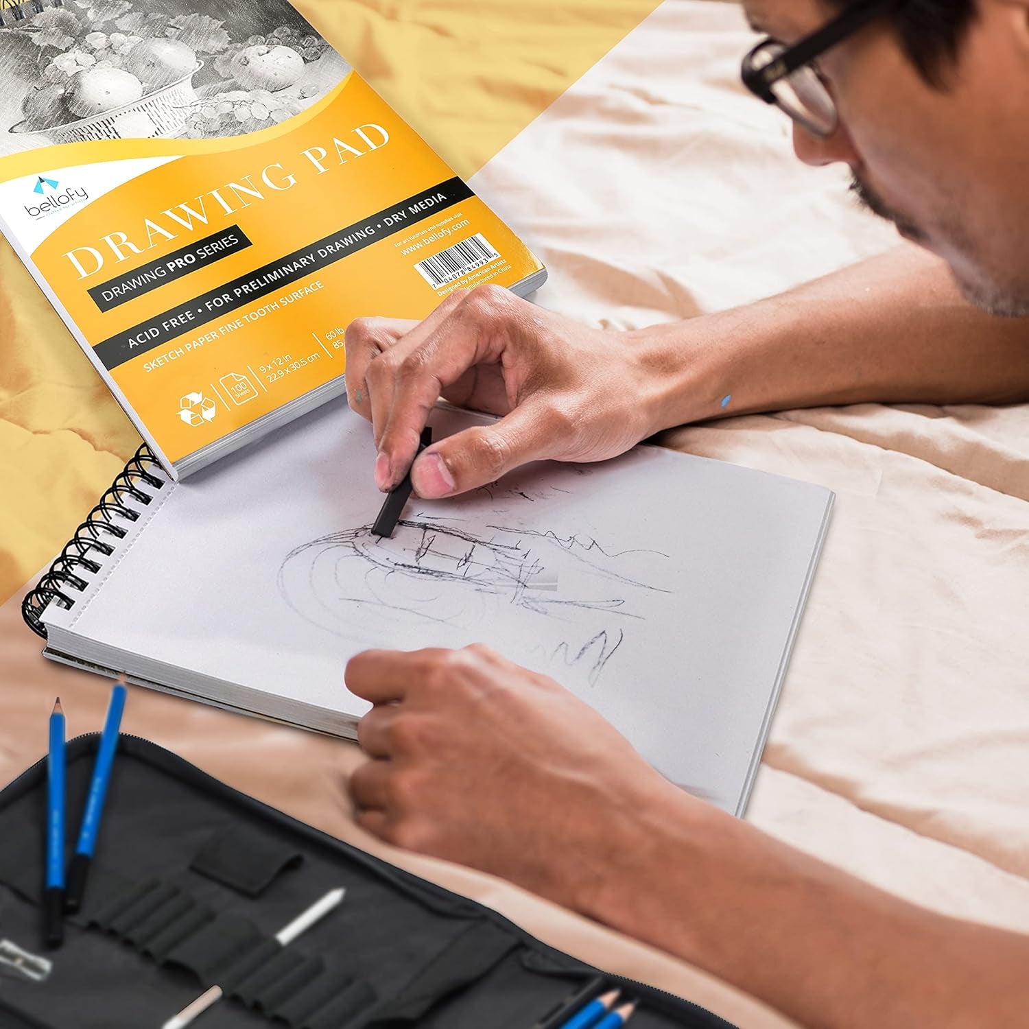 3 X Drawing Paper Pads 9” X 12” | 300 Sheets | 60Lbs 85G | Acid Free Sketchbook Paper for Dry Media | Top Spiral Bound Sketchpad for Kids, Beginners, Artists &amp; Professionals