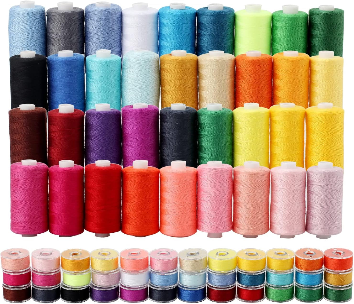 72Pcs Bobbins Sewing Threads Kit 36 Colors 500 Yards Sewing Polyester Thread Spools with 36Pcs Same Color Prewound Bobbins for Hand Sewing DIY Emergency Travel Sewing Machine Use