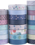 24 Rolls Washi Tape Set Basic Skinny Masking Decorative Tapes for Arts, DIY Crafts, Journals, Planners, Scrapbooking, Wrapping (Mini Graphics)