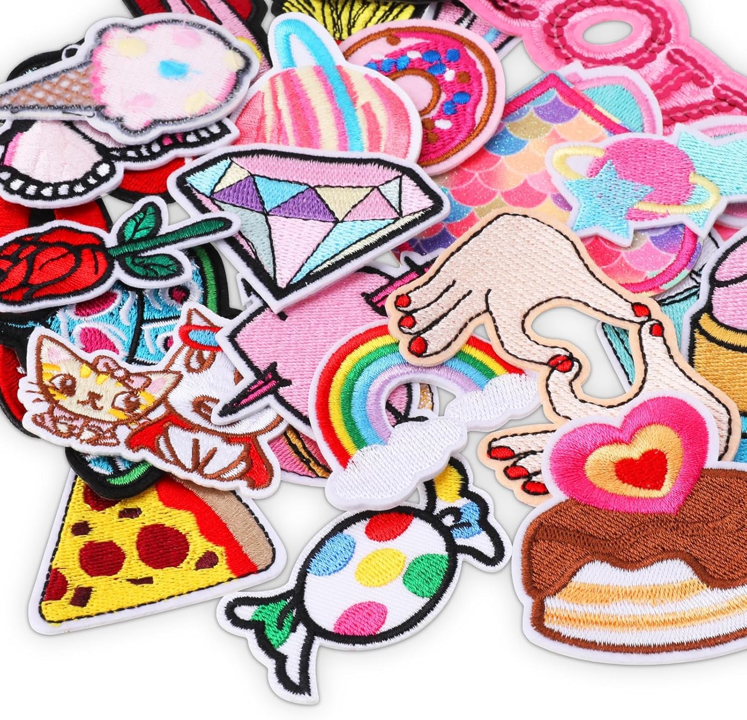 30Pcs Girls Iron on Patches for Clothing Jackets DIY Sew Embroidered Applique Decorative Repair Patches on Patches for Clothes Backpacks Jackets Jeans Dress Hats